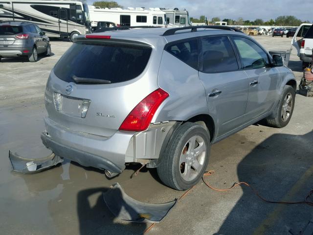 JN8AZ08W04W309655 - 2004 NISSAN MURANO SL SILVER photo 4