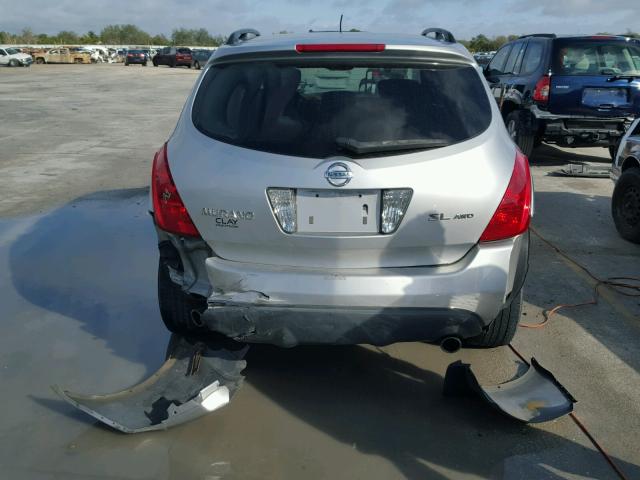 JN8AZ08W04W309655 - 2004 NISSAN MURANO SL SILVER photo 9