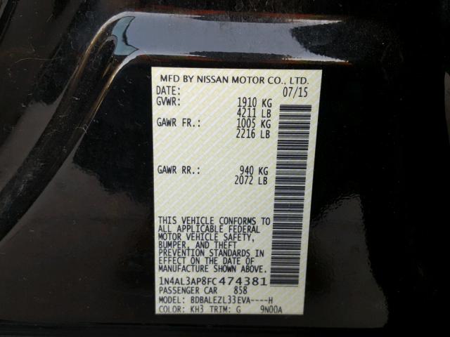 1N4AL3AP8FC474381 - 2015 NISSAN ALTIMA 2.5 BLACK photo 10