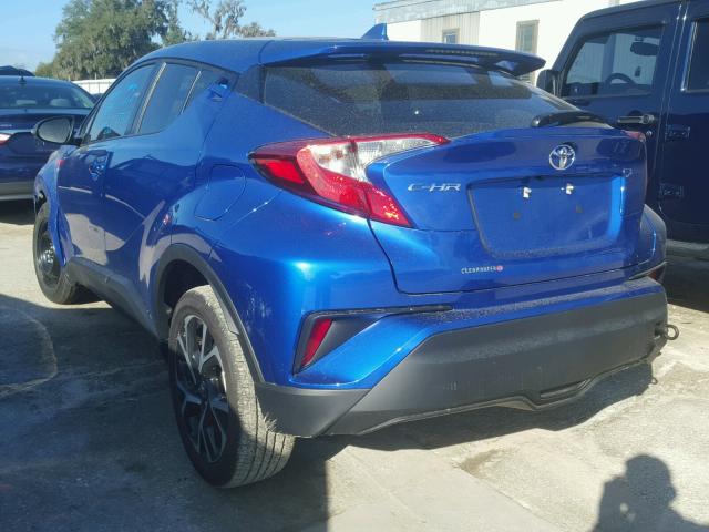 NMTKHMBX1JR030222 - 2018 TOYOTA C-HR XLE BLUE photo 3