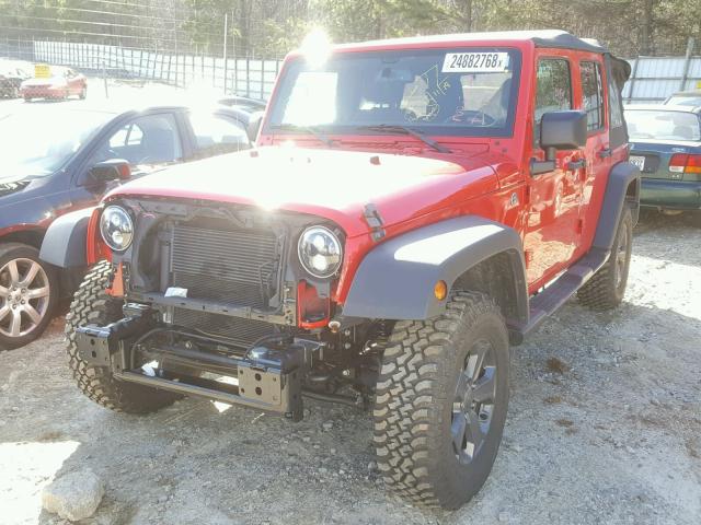 1C4BJWDG0FL764499 - 2015 JEEP WRANGLER U RED photo 2