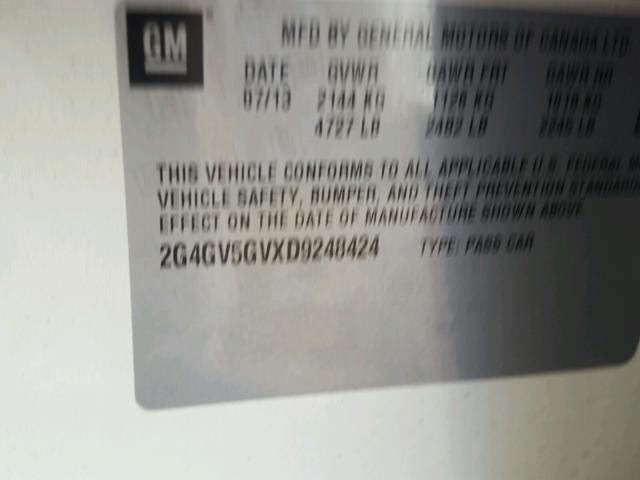 2G4GV5GVXD9248424 - 2013 BUICK REGAL GS WHITE photo 10