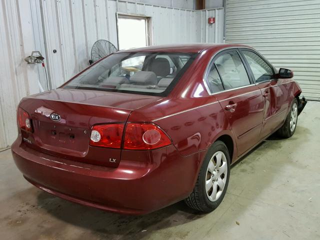 KNAGE123085197616 - 2008 KIA OPTIMA LX RED photo 4