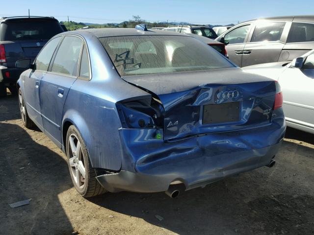 WAULC68E54A022998 - 2004 AUDI A4 1.8T QU BLUE photo 3