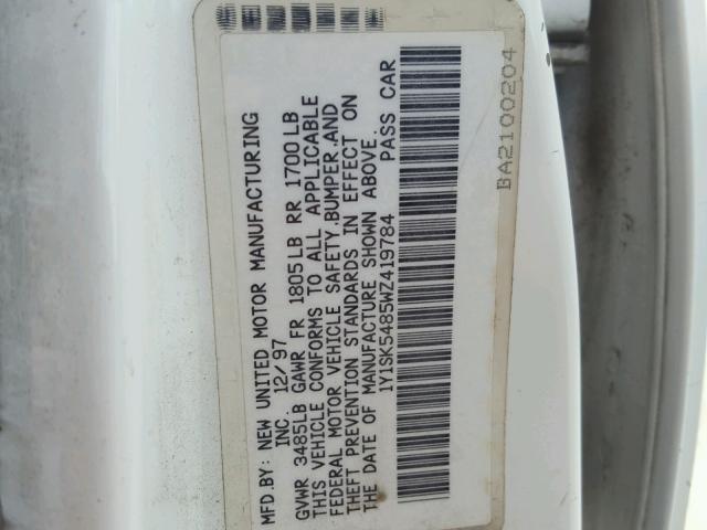 1Y1SK5485WZ419784 - 1998 CHEVROLET GEO PRIZM 白色 照片 10