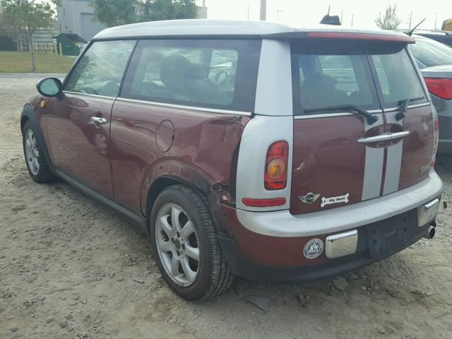 WMWML33528TN66122 - 2008 MINI COOPER CLU MAROON photo 3