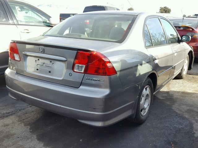 JHMES966X5S012215 - 2005 HONDA CIVIC HYBR GRAY photo 4