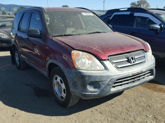 JHLRD68515C006767 - 2005 HONDA CR-V LX BURGUNDY photo 1