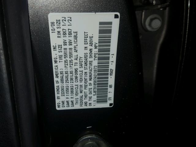 5J8TB18587A010973 - 2007 ACURA RDX TECHNO GRAY photo 10