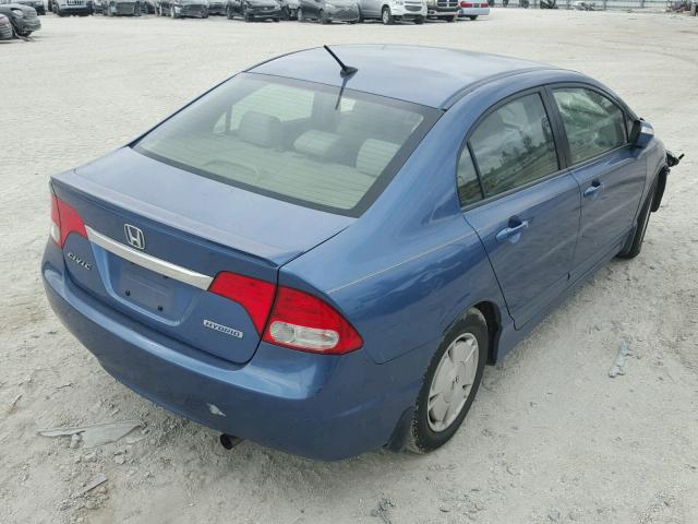 JHMFA36289S014441 - 2009 HONDA CIVIC HYBR BLUE photo 4