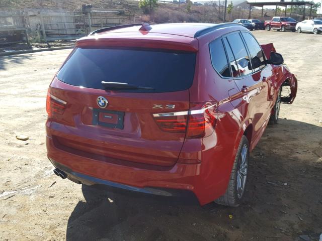 5UXWX9C33H0T25140 - 2017 BMW X3 XDRIVE2 Czerwony zdjęcie 4
