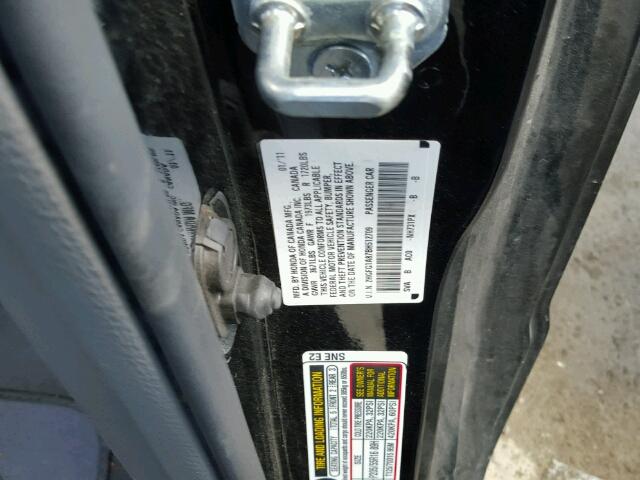 2HGFG1A87BH512709 - 2011 HONDA CIVIC EX შავი ფოტო 10