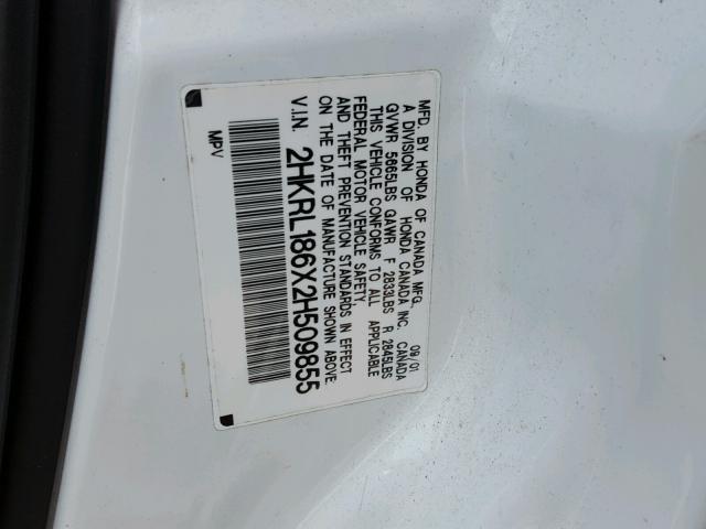 2HKRL186X2H509855 - 2002 HONDA ODYSSEY EX WHITE photo 10