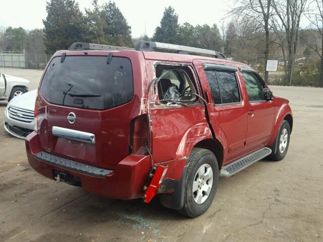 5N1AR18U06C684297 - 2006 NISSAN PATHFINDER RED photo 4