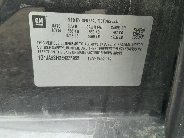 1G1JA5SH3E4235955 - 2014 CHEVROLET SONIC LS 黑色 照片 10