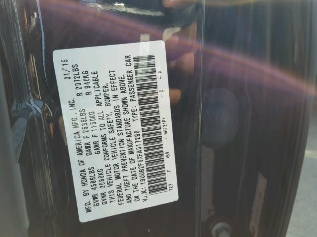 19UUB2F5XFA017290 - 2015 ACURA TLX TECH BLACK photo 10