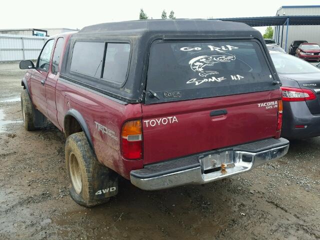 4TAWN72N3WZ086160 - 1998 TOYOTA TACOMA XTR MAROON photo 3