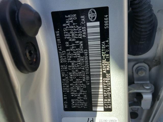 4T1BF1FK5DU696483 - 2013 TOYOTA CAMRY L SILVER photo 10