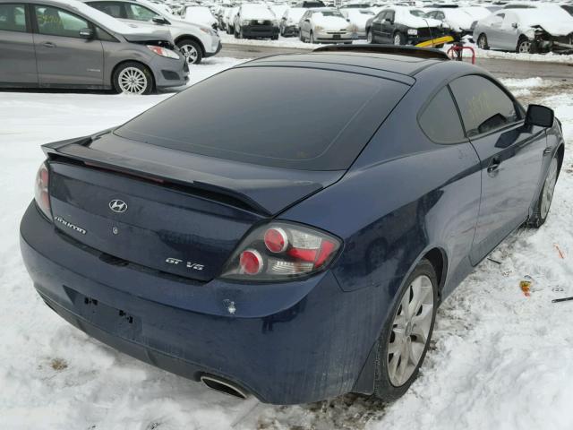 KMHHN66F28U284959 - 2008 HYUNDAI TIBURON GT BLUE photo 4