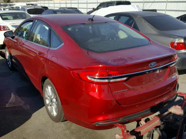 3FA6P0HD2HR276436 - 2017 FORD FUSION SE RED photo 3