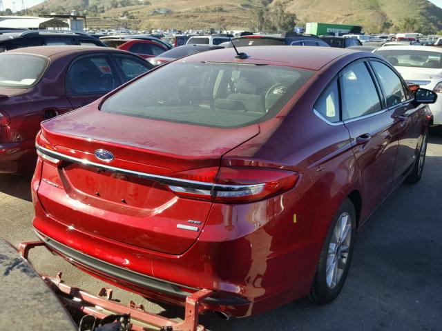 3FA6P0HD2HR276436 - 2017 FORD FUSION SE RED photo 4