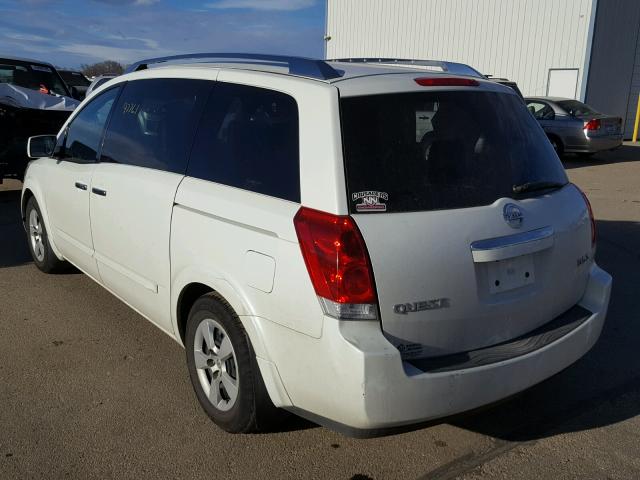 5N1BV28U08N121571 - 2008 NISSAN QUEST S WHITE photo 3