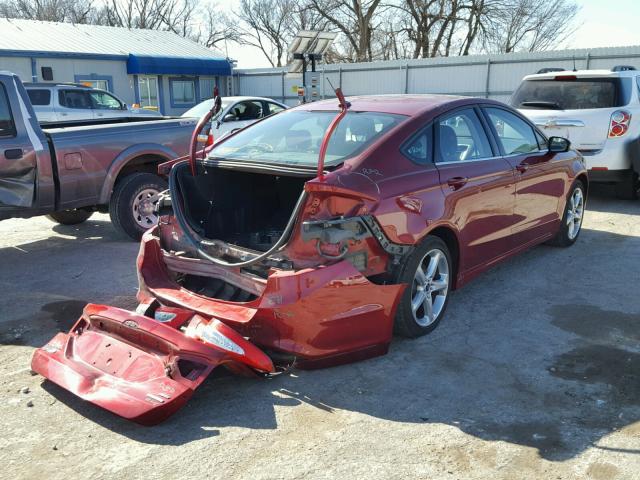 3FA6P0HR8DR378913 - 2013 FORD FUSION SE RED photo 4