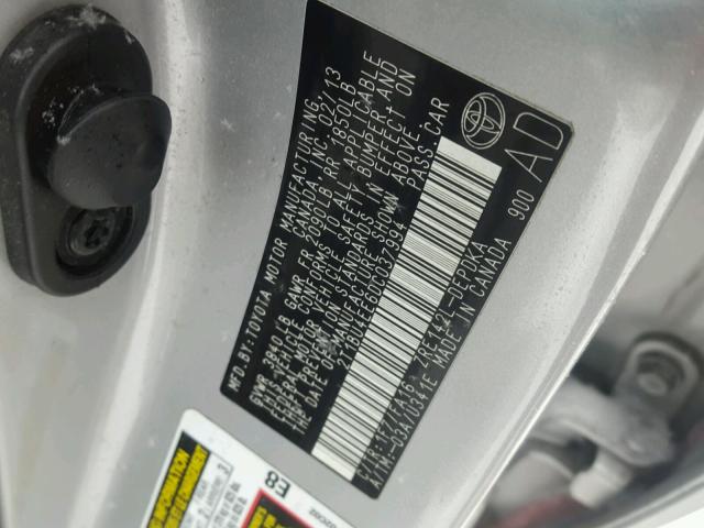 2T1BU4EE6DC037994 - 2013 TOYOTA COROLLA BA GRAY photo 10