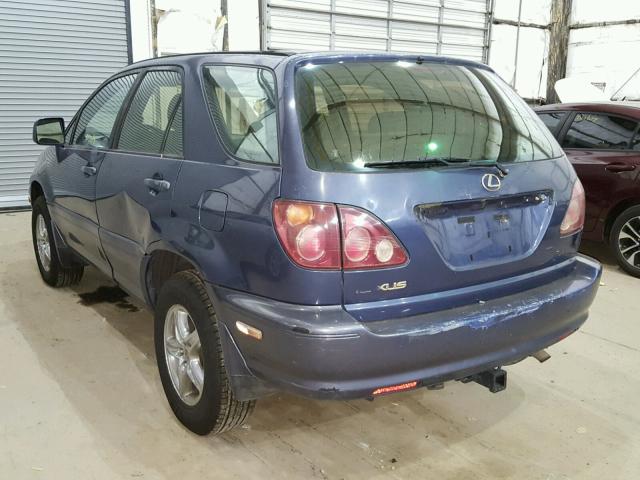 JT6HF10U3X0029083 - 1999 LEXUS RX 300 BLUE photo 3