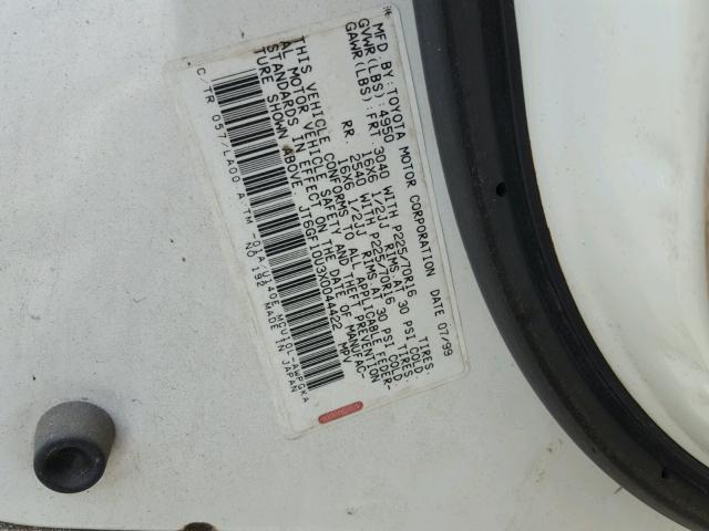 JT6GF10U3X0044422 - 1999 LEXUS RX 300 WHITE photo 10