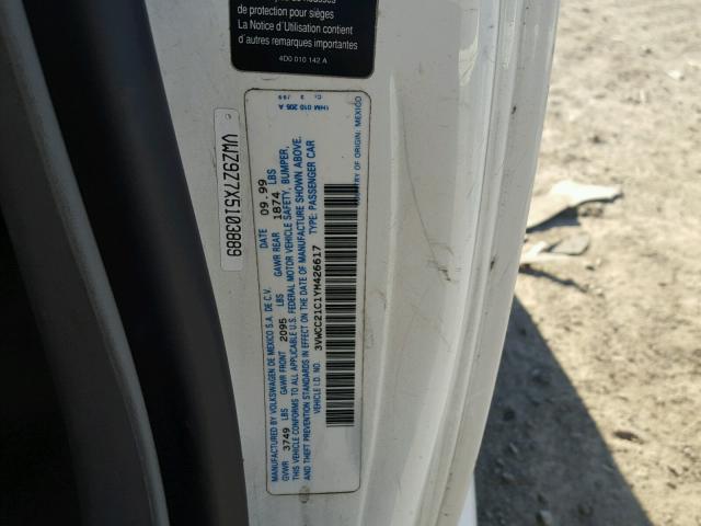 3VWCC21C1YM426617 - 2000 VOLKSWAGEN NEW BEETLE 白色 照片 10