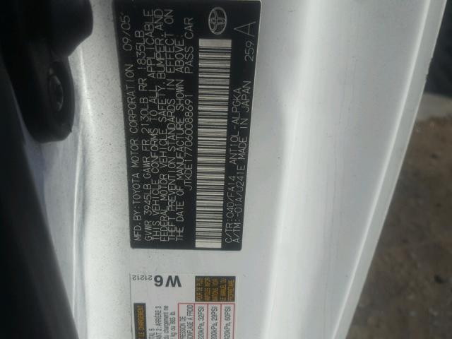 JTKDE177060088691 - 2006 TOYOTA SCION TC 白色 照片 10