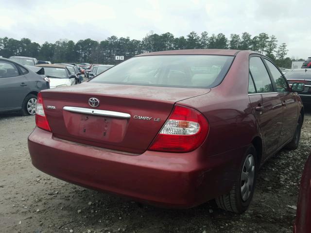 JTDBE32K930148825 - 2003 TOYOTA CAMRY LE RED photo 4