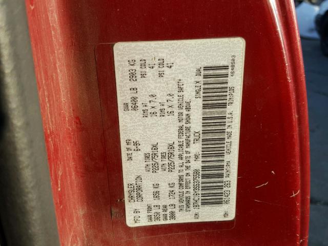 1B7HC16Y3SS375580 - 1995 DODGE RAM 1500 RED photo 10