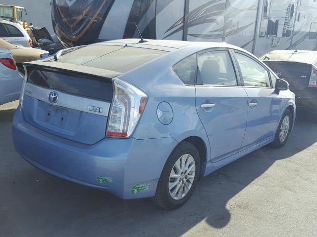 JTDKN3DP9C3003873 - 2012 TOYOTA PRIUS PLUG BLUE photo 4