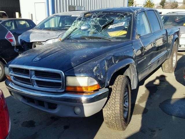 1B7HG48N52S539369 - 2002 DODGE DAKOTA QUA BLUE photo 2