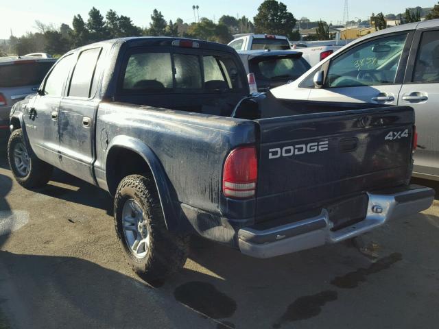 1B7HG48N52S539369 - 2002 DODGE DAKOTA QUA BLUE photo 3