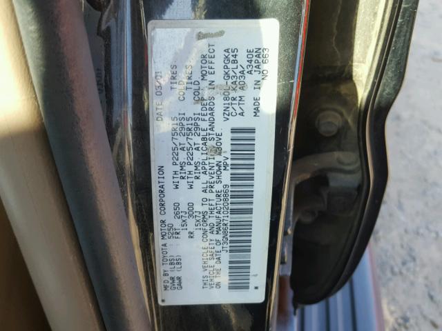 JT3GN86R710208869 - 2001 TOYOTA 4RUNNER SR BLACK photo 10