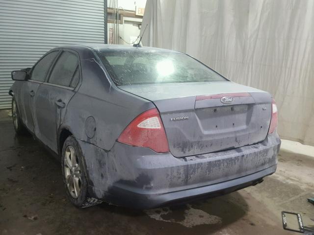 3FAHP0HA9CR260273 - 2012 FORD FUSION SE BLUE photo 3