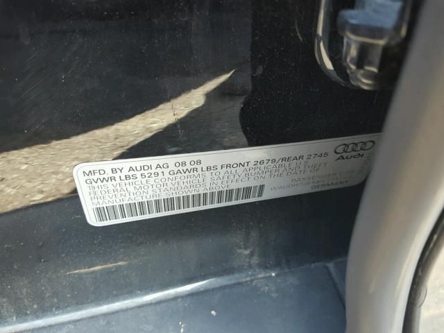 WAUDH74F58N174143 - 2008 AUDI A6 3.2 QUA GRAY photo 10