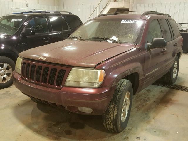 1J4GW68N9XC545844 - 1999 JEEP GRAND CHER BURGUNDY photo 2