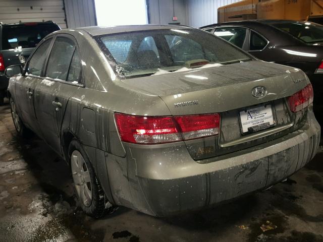 5NPET46C27H220209 - 2007 HYUNDAI SONATA GLS GREEN photo 3