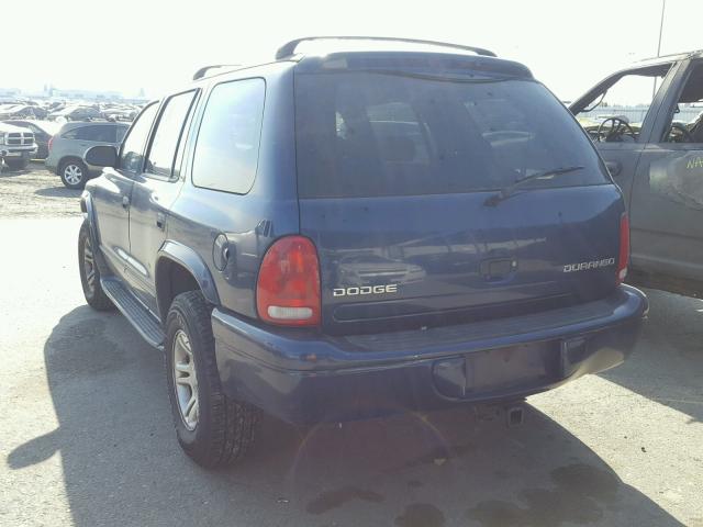 1B4HS48N92F161271 - 2002 DODGE DURANGO SL BLUE photo 3