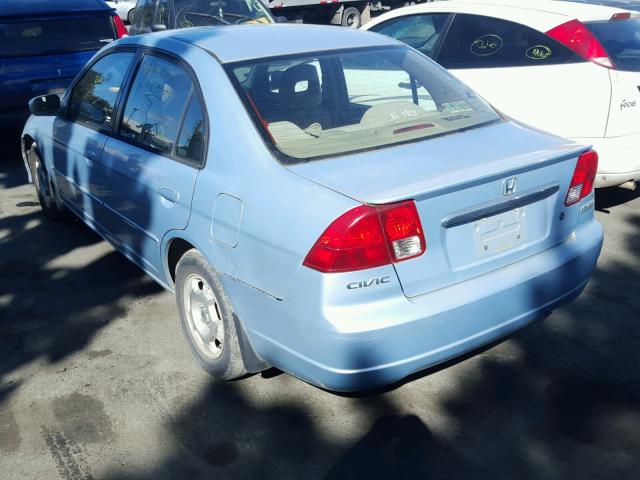 JHMES95673S026104 - 2003 HONDA CIVIC HYBR BLUE photo 3