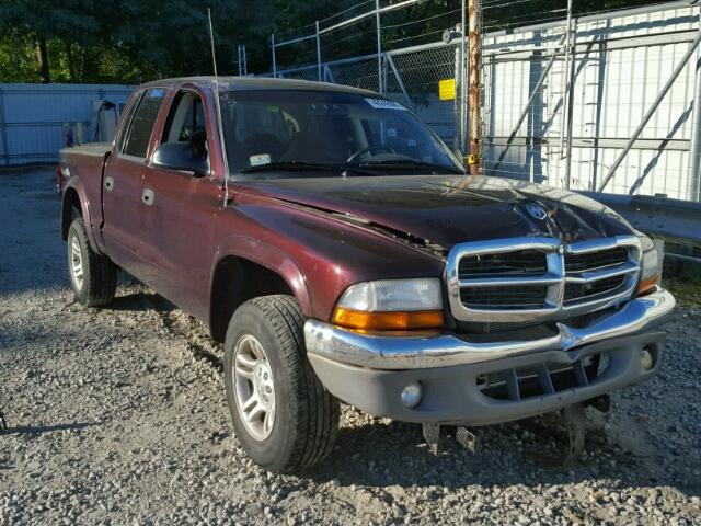 1D7HG48N54S751231 - 2004 DODGE DAKOTA QUA BURGUNDY photo 1