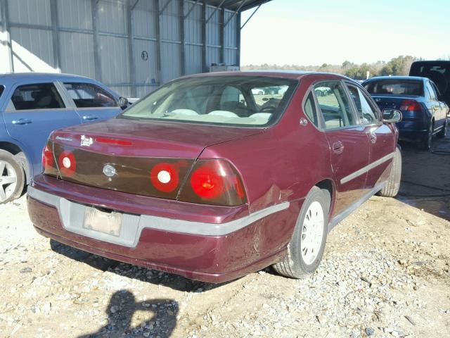 2G1WF52E249440272 - 2004 CHEVROLET IMPALA BURGUNDY photo 4