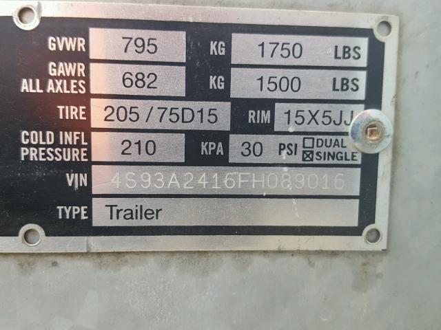 4S93A2416FH089016 - 2015 UTILITY SIGN SILVER photo 10