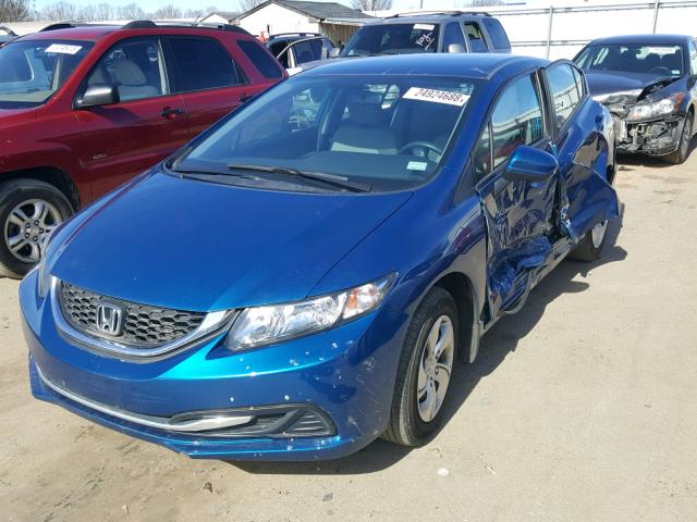 19XFB2F52EE008361 - 2014 HONDA CIVIC LX BLUE photo 2