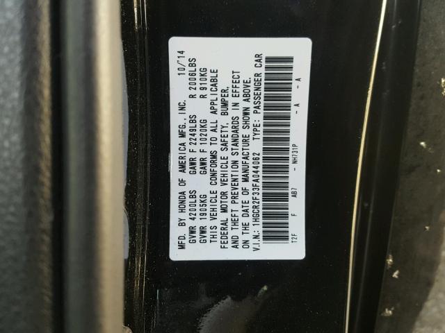 1HGCR2F33FA044062 - 2015 HONDA ACCORD LX BLACK photo 10