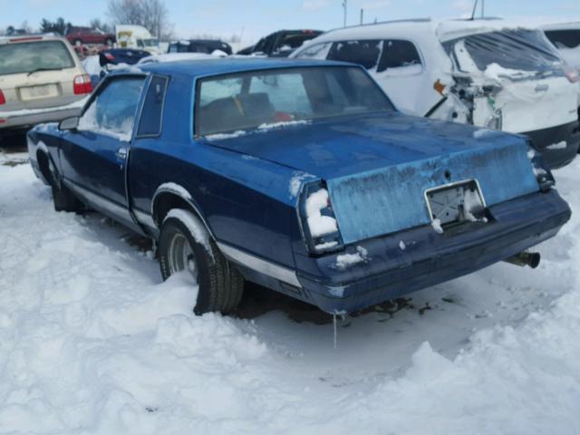 1G1GZ11H3HP100572 - 1987 CHEVROLET MONTE CARL BLUE photo 3